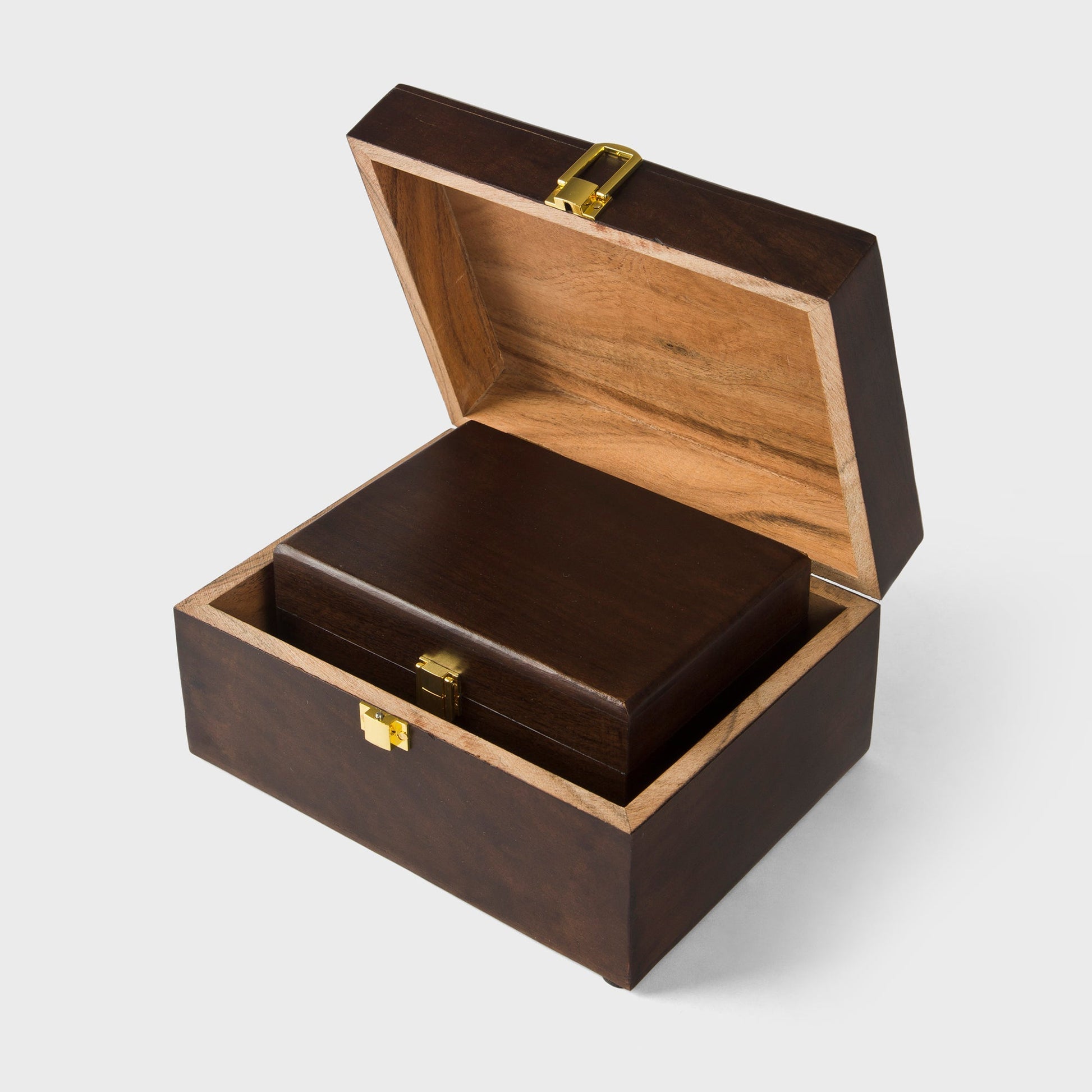 Acacia Wood Classic Keepsake Box with Latch, Urban Walnut