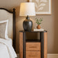 Solid Wood Rattan Curve Edge Nightstand