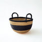 Handwoven Natural & Black Stripe Bolga Basket - Large Round