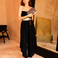 Winona Smocked Tube Top & Asymmetrical Pants Set in Black