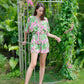 Aubrey Floral Wrap Top and Shorts Travel Matching Set in Pink Garden
