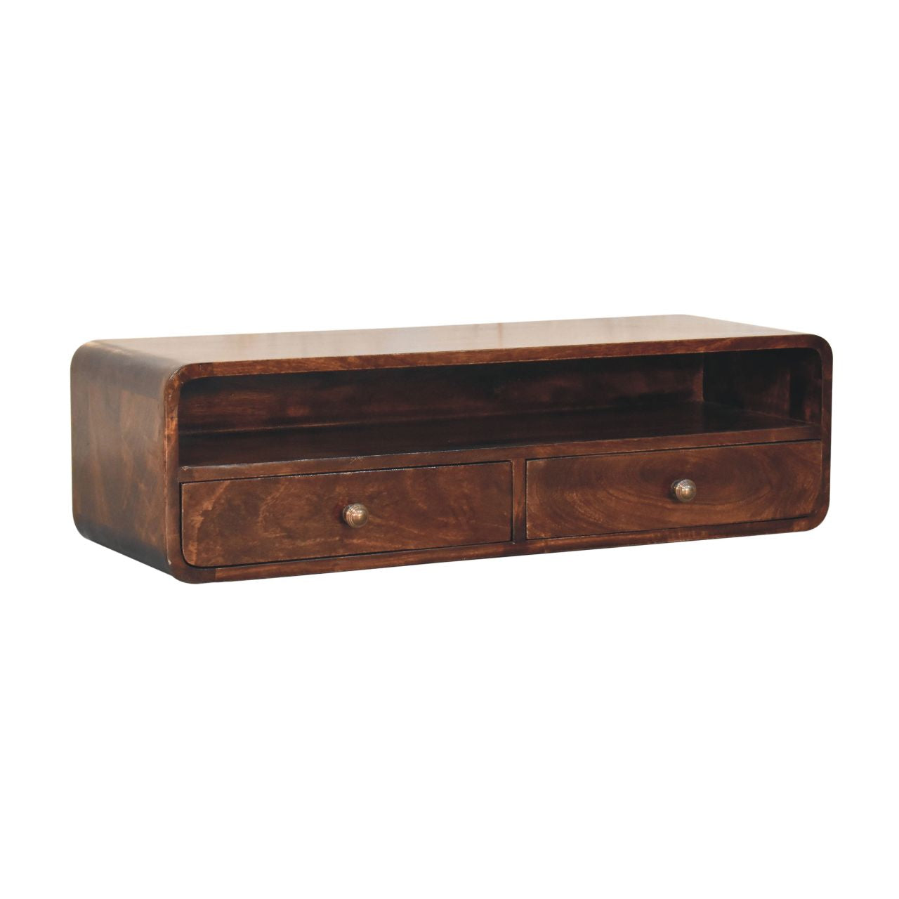 Solid Wood Floating California Walnut Open Console