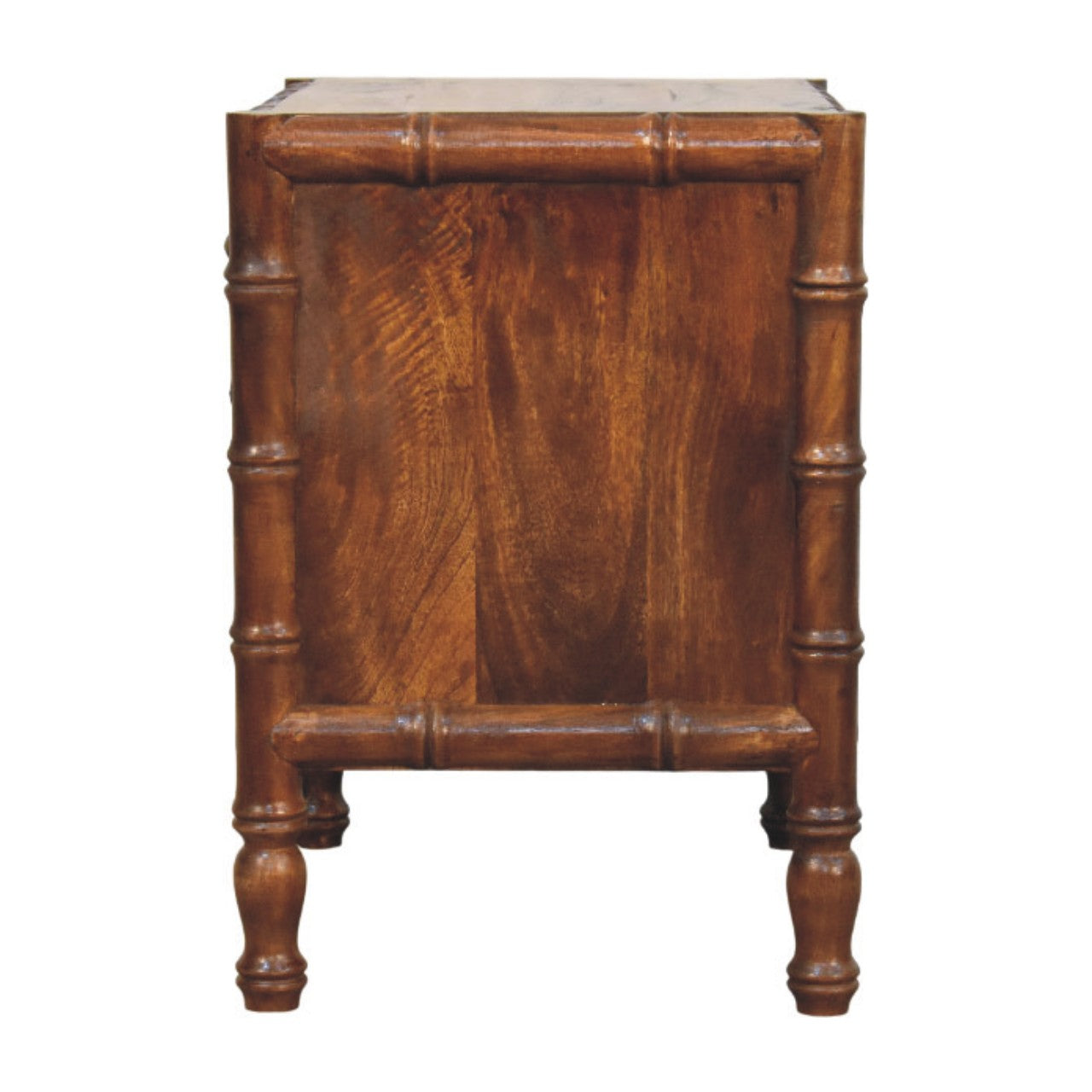 Solid Wood Bamboo Framed Bedside Table 2 Drawers Brown