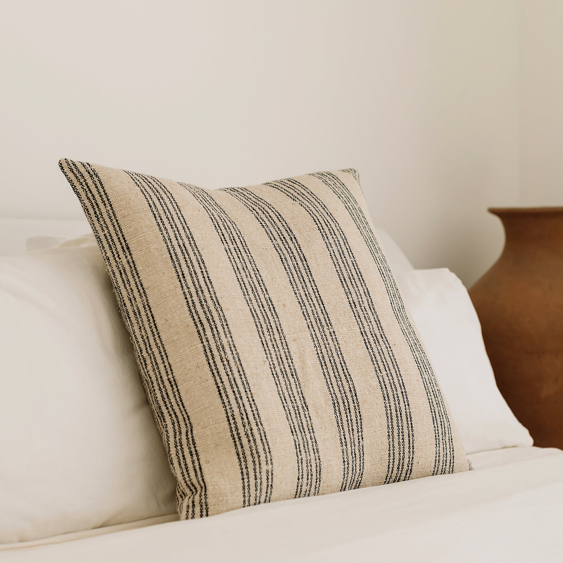 Natural Harmony Cotton Nettle Stripe Throw Pillow Cover