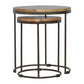S/2 Solid Wood Round Stool with Iron Base