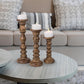 Willow Deep Brown Pillar Large Candleholder Set