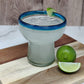 S/4 Stemless Aqua Rim Margarita Glasses
