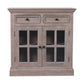 Solid Wood Stone Finish Cabinet with Glazed Doors
