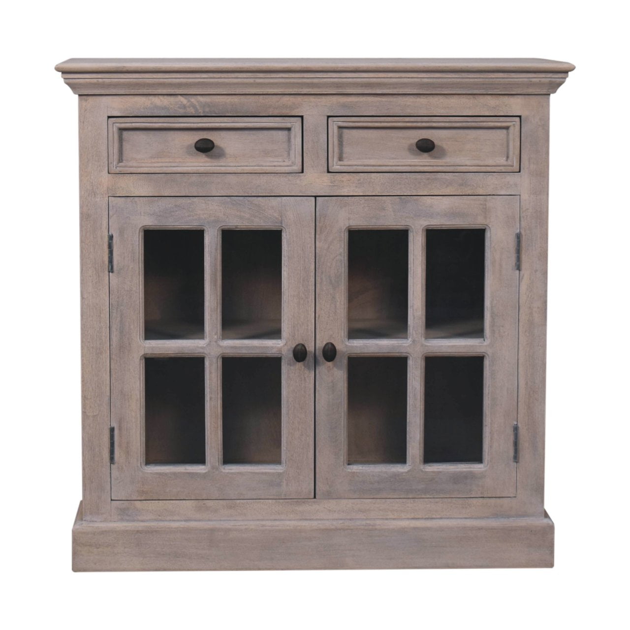 Solid Wood Stone Finish Cabinet with Glazed Doors