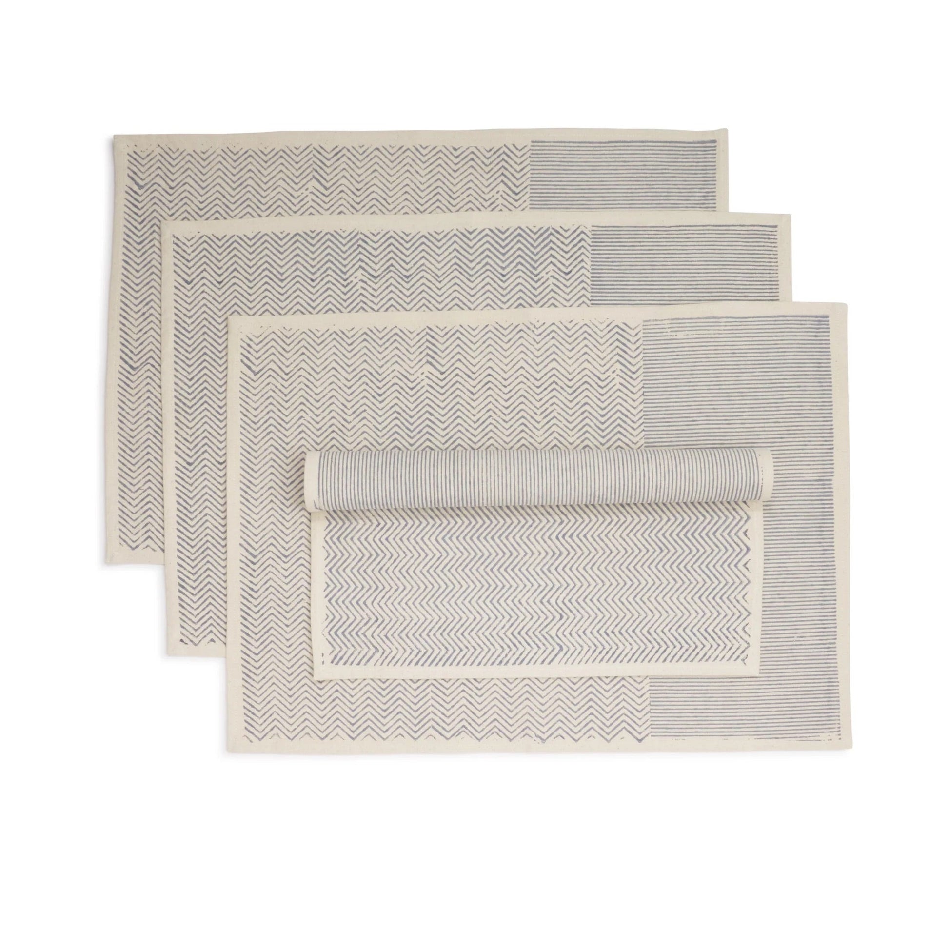 VERTEX Hand Block Printed Napkins - Set of 4. Cotton - Fair Trade - Artisan Made