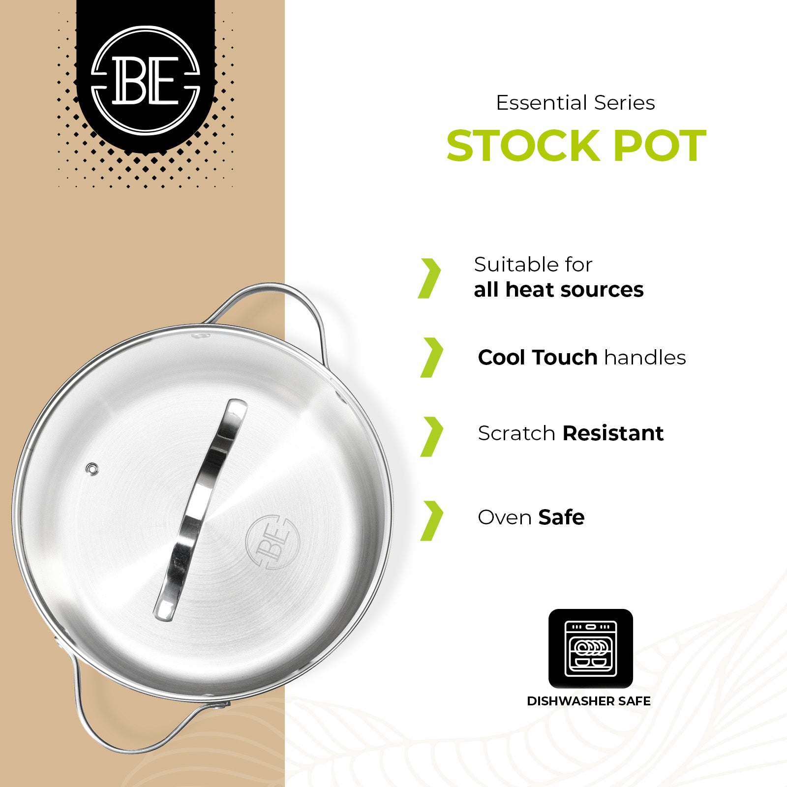 BE | LIVING Essential Series Stock Pot 26cm (Triply stainless steel)