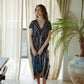 Madella Hand Dyed Kaftan Dress in Black Tie Dyed