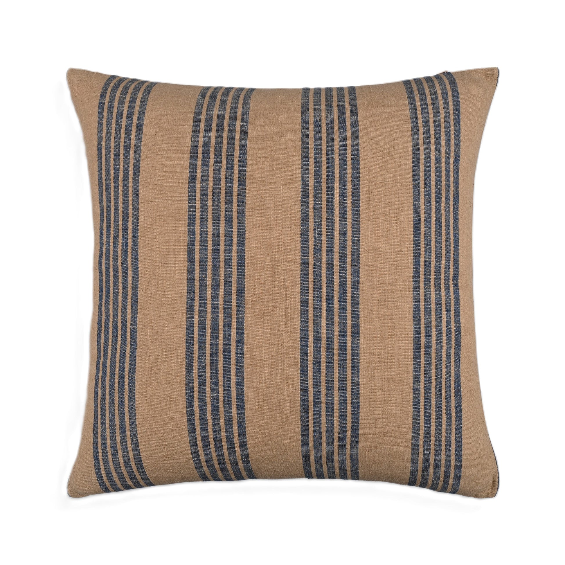 Earthy Finesse Brown cotton throw pillow cover with bold Red stripes
