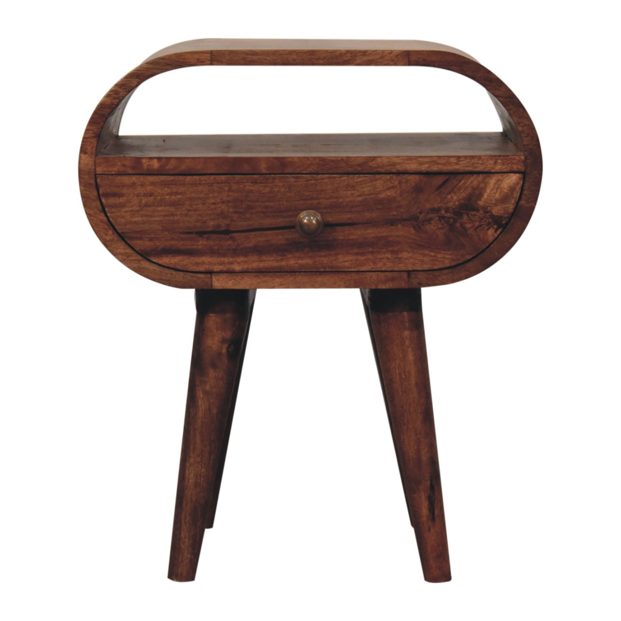 Solid Wood Honey Caramel Circular Bedside Table