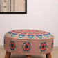 Mandala Slub Ottoman | 24x24x15"| Beige Cotton Fabric