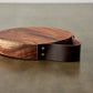 Round Wooden Cutting Board with Leather Strap