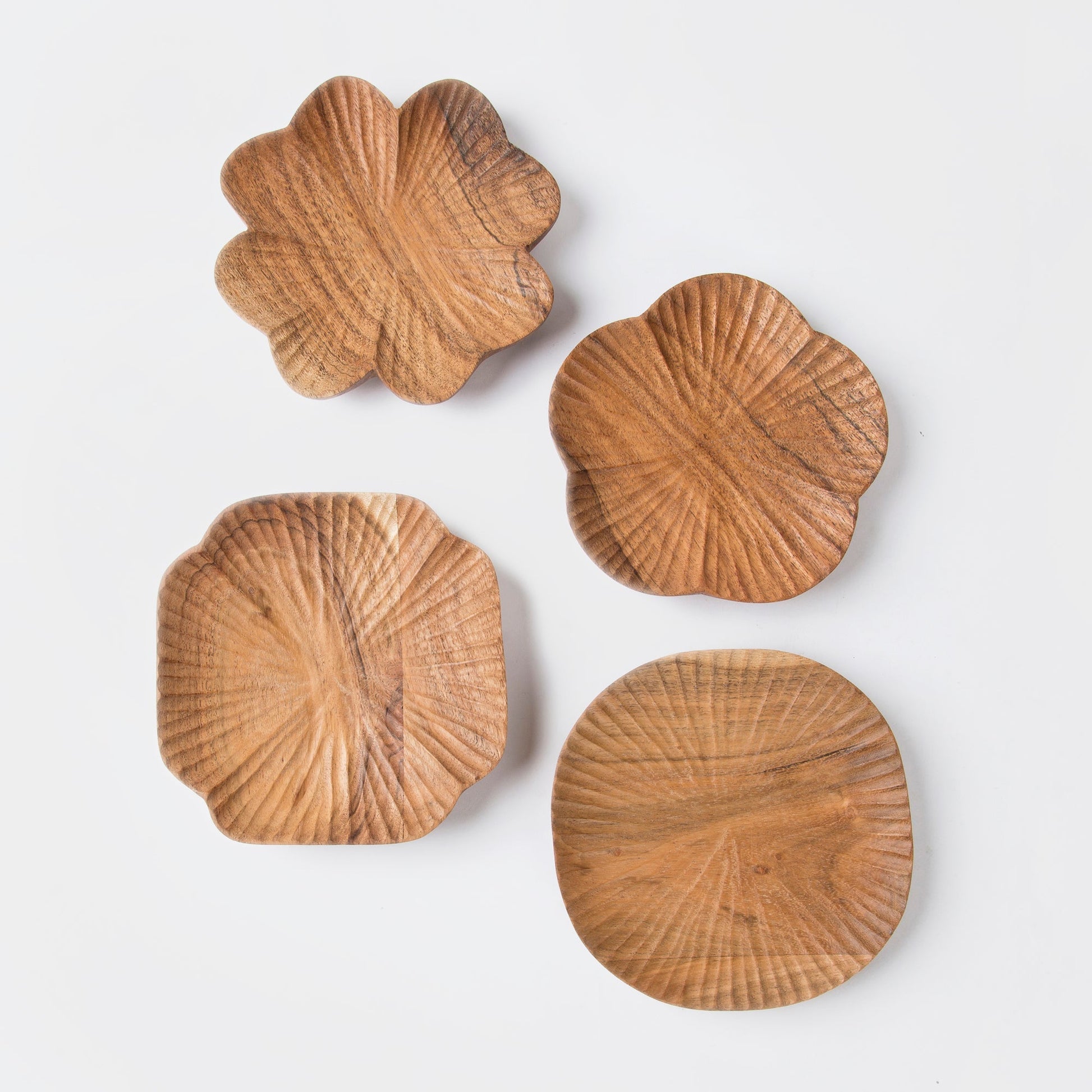 Handcarved Wooden Trinket Trays Gift Set