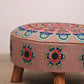 Mandala Slub Ottoman | 24x24x15"| Beige Cotton Fabric