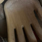 Open Hand Hand-Carved Wooden Bowl Sculpture (Discoloration)