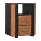 Solid Wood Rattan Curve Edge Nightstand