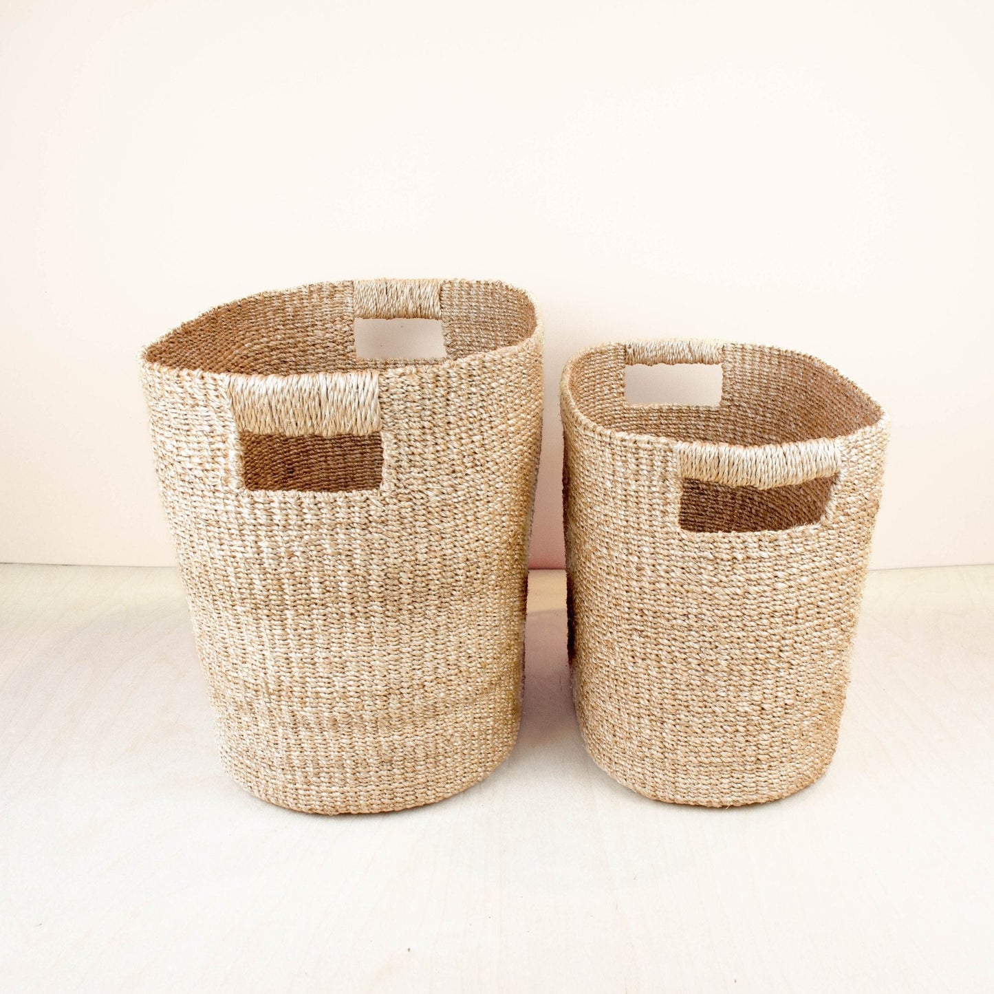 S/2 Natural Oval Abaca Baskets