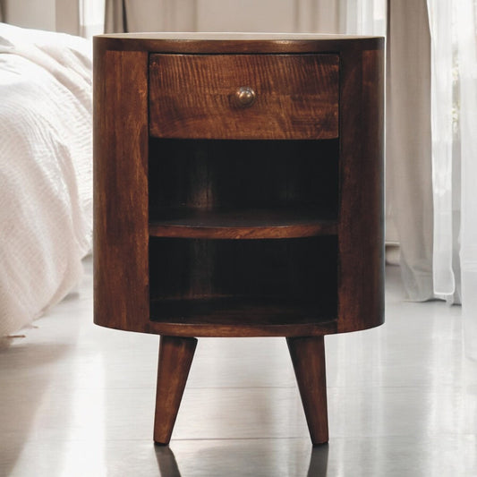 Solid Wood Cortez California Walnut Bedside Table