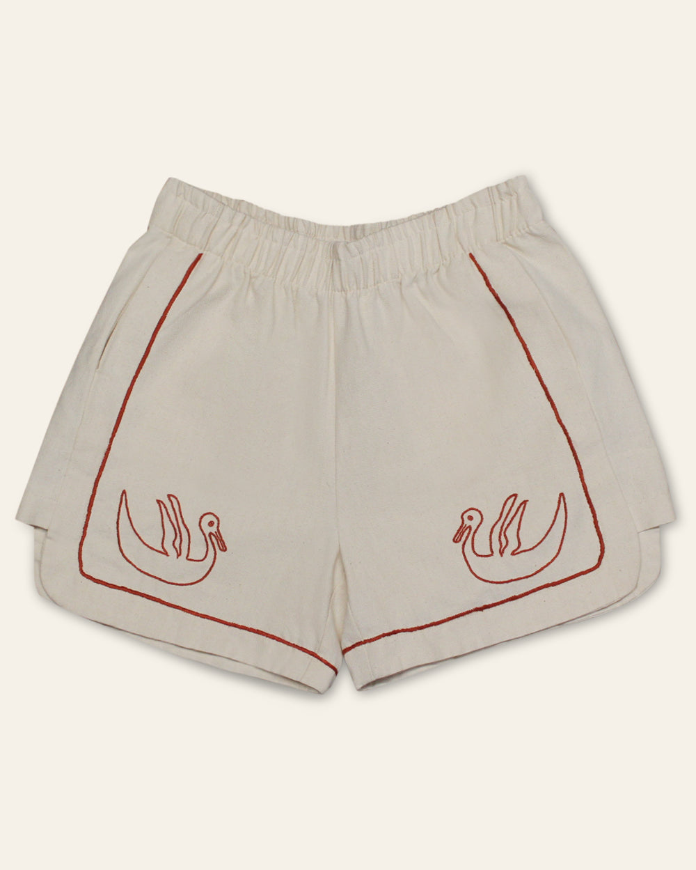 Dos Patos | Hand-Embroidered Cotton Duck Shorts