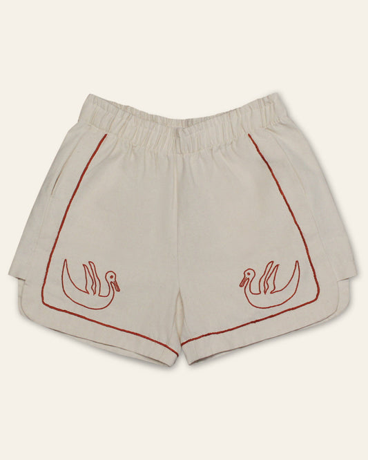 Dos Patos | Hand-Embroidered Cotton Duck Shorts
