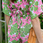 Aubrey Floral Wrap Top and Shorts Travel Matching Set in Pink Garden