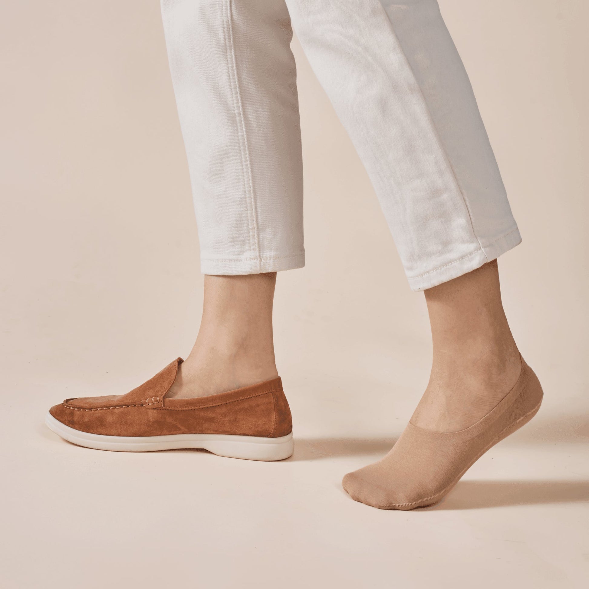 Unisex Cotton No Show Socks 5-Pack | Almond Beige
