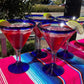Cobalt Blue Rim Margarita Glasses - Martini Style - Set of 4