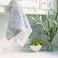 S/2 Tea Towel Set - Lotus & Stripe, Navy