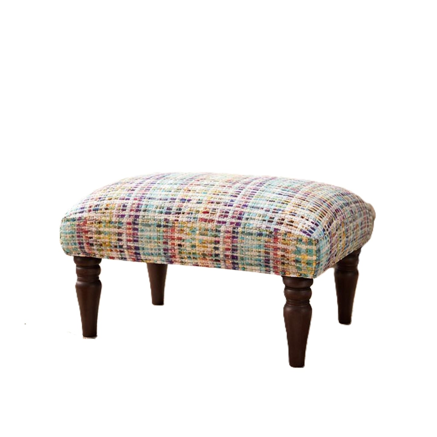 Handwoven Accent Footstool | 20.5x15.5x15 | Cotton Fabric