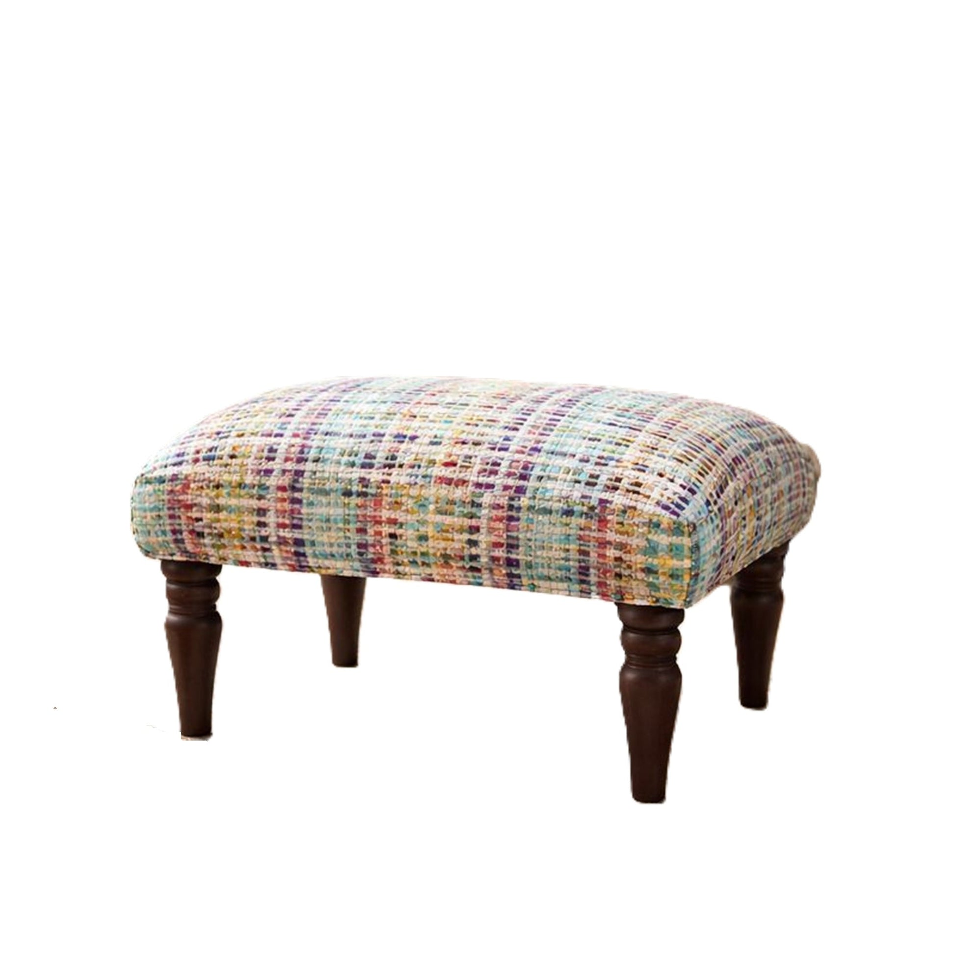 Handwoven Accent Footstool | 20.5x15.5x15 | Cotton Fabric