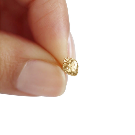 14K Yellow Gold Strawberry Stud