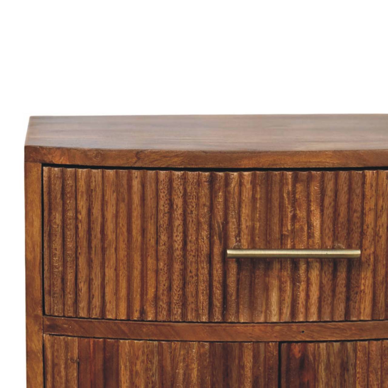 Solid Wood Curved Ribbed Bedside Table