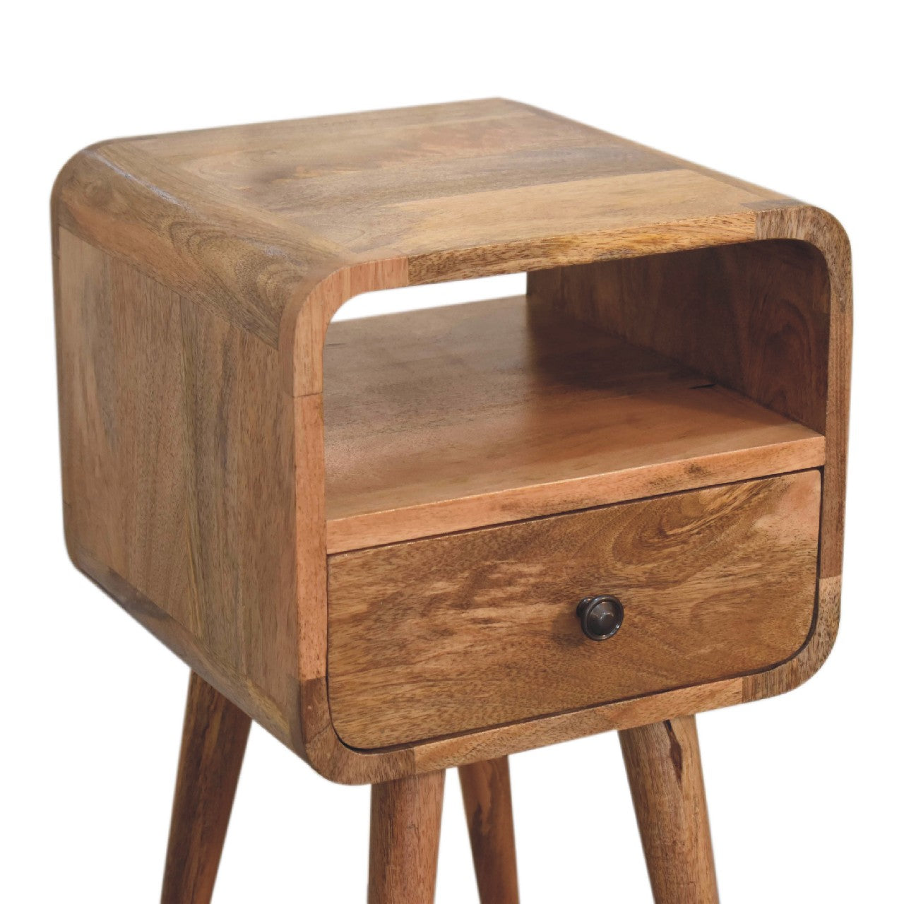 Solid Wood Mini Oak-ish Curve Nightstand
