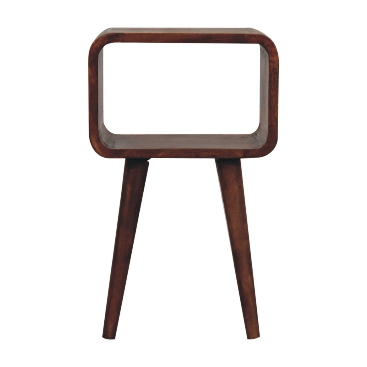 Solid Wood Mini Honey Caramel Curved Open Nightstand