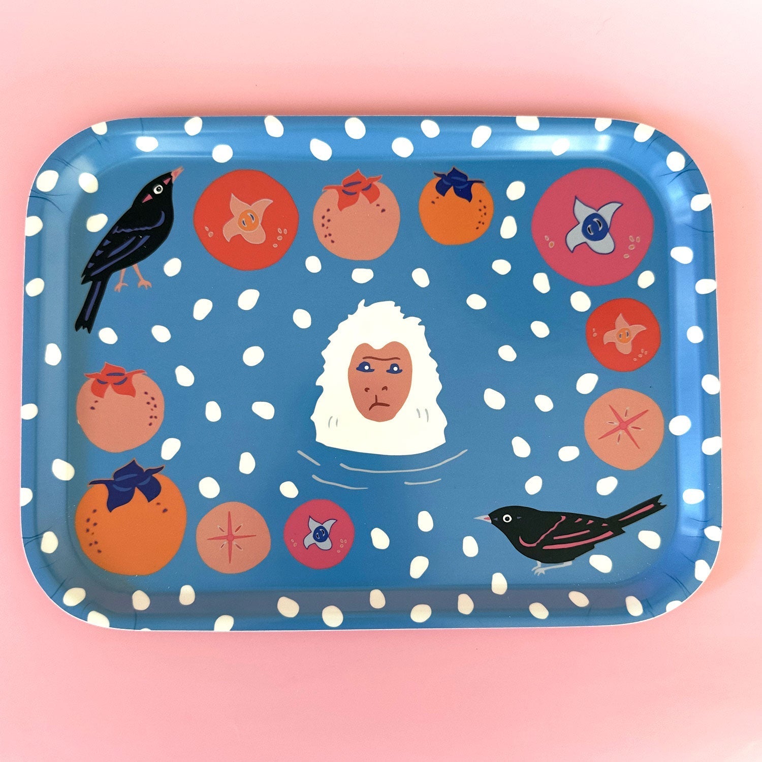Snow Monkey and Persimmons Tray