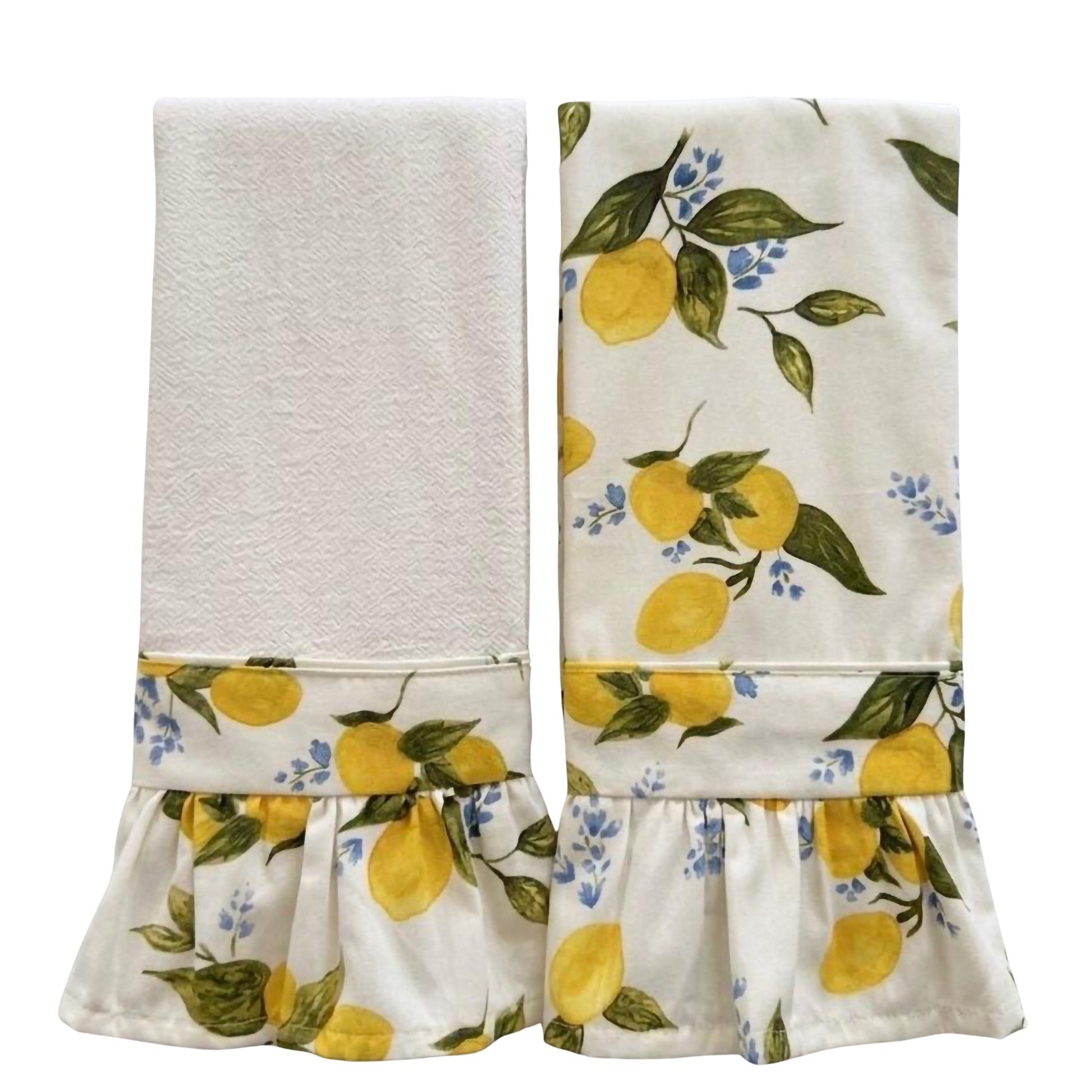 Capri Lemon Ruffled Kitchen Towels (Set of 2)
