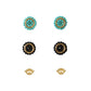 Beaded Stud Pack Black + Turquoise
