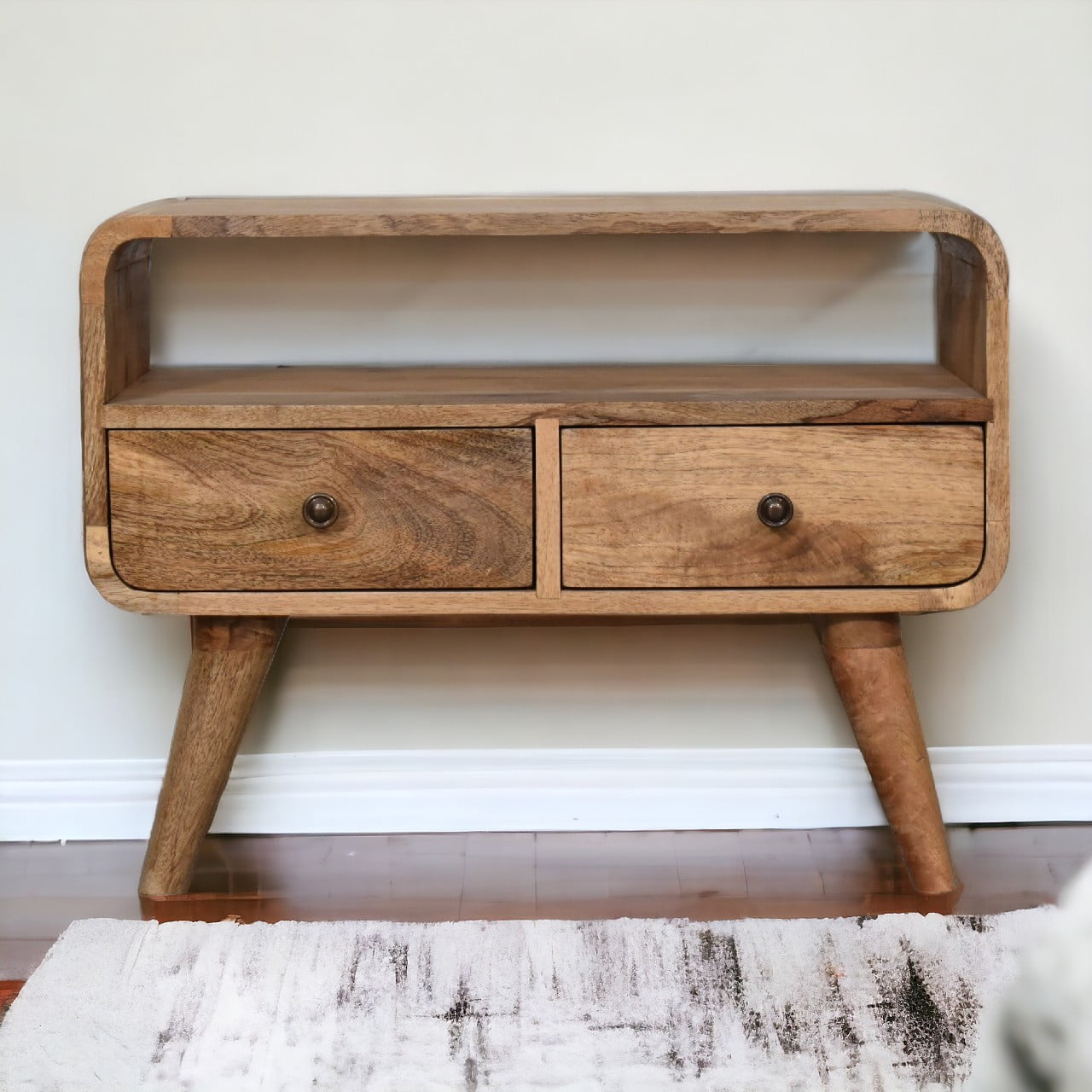 Solid Wood Mini Curved Media Unit
