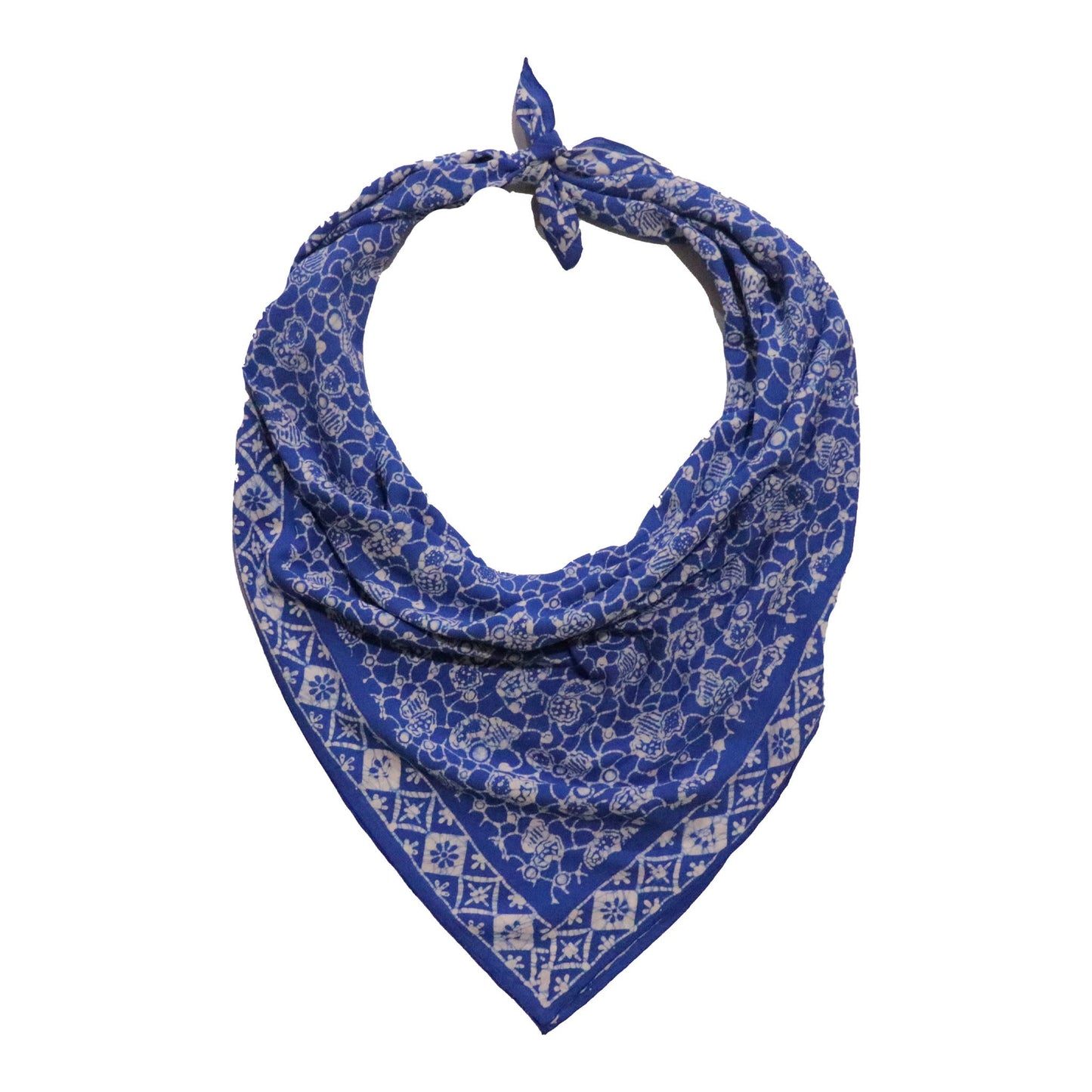Large 39" Hand Dyed Batik Bandana, 100% Soft Cotton, Boulder, Blue