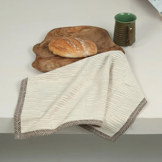 TEA BREAK – Set of 2 Hand Block Printed Kitchen Towels – Kora Cotton – Fair Trade – Artisan Made