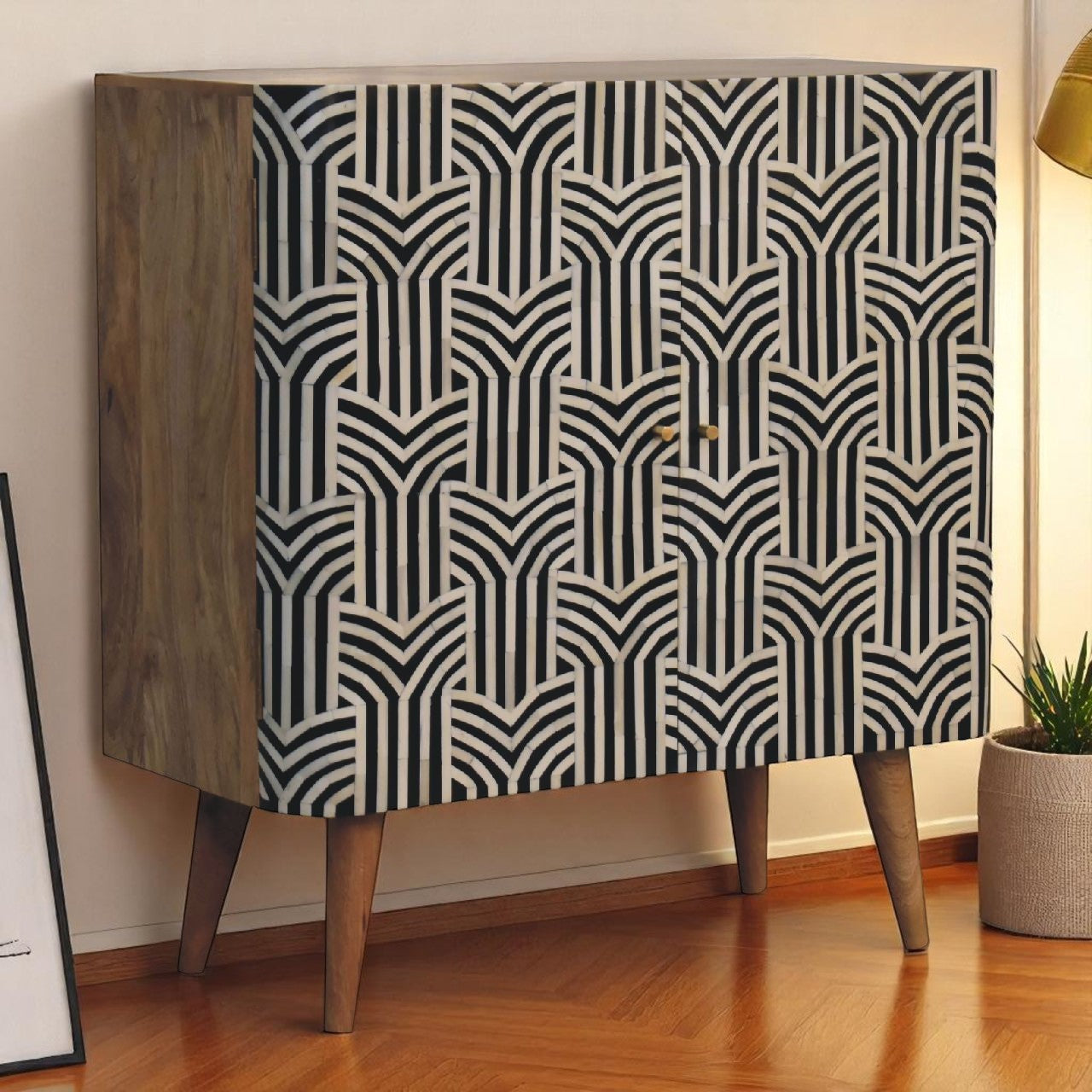 Solid Wood Edessa Bone Inlay Cabinet