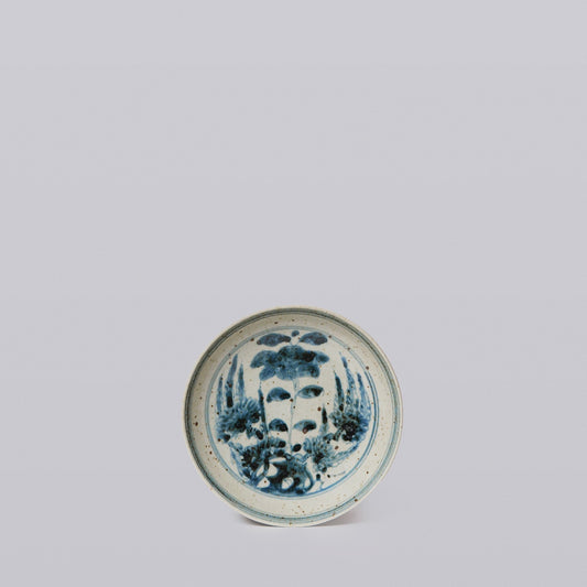 Small Blue and White Porcelain Floral Bouquet Dish