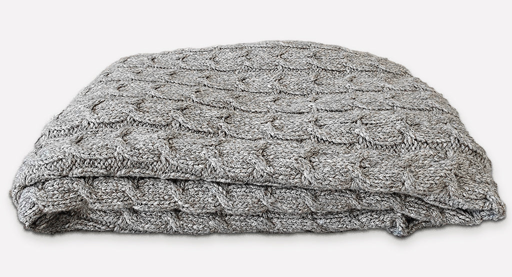 Muru Collection - Pima Cotton and Undyed Baby Alpaca Graphite Cable Throw