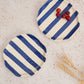Ceramic Blue stripe plate, 6.3x6.3 Inches (Set of 2 )