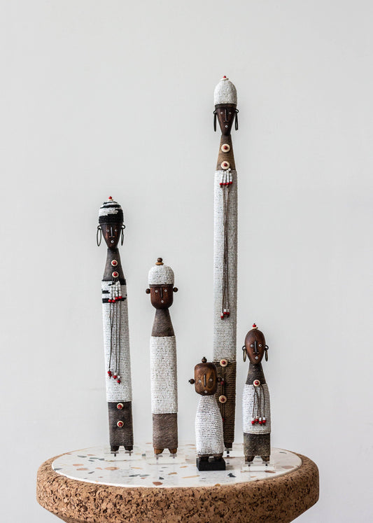White Beaded African Namji Doll