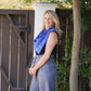 Large 39" Hand Dyed Batik Bandana, 100% Soft Cotton, Boulder, Blue